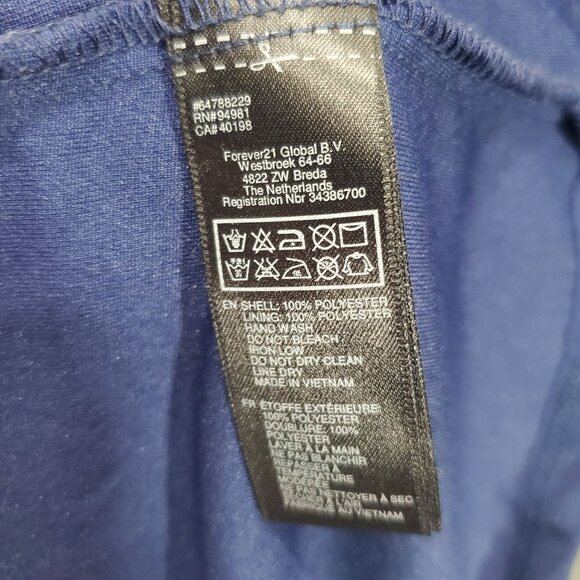 FOREVER 21 Womens Dress SZ Large Flutter Sleeve Sheath Floral Navy Elastic Waist - Picture 8 of 9